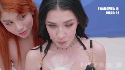 18-year-old Chloe swallows her daily dose of protein