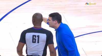 [Highlight] Coach Daigneault picks up the tech as he cusses out all three officials for allowing the Warriors to inbound before JDub could check into the game