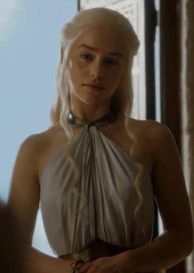 Emilia Clarke smirks when she notices the boner in your pants