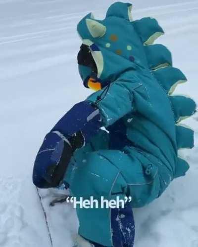 Dad Mics Up 4 Year Old While Snowboarding