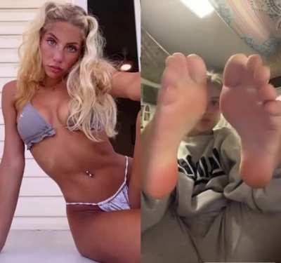 blonde girl feet show
