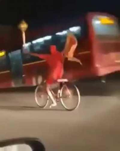 Lord hanuman cycling towards Mathura to hoist saffron flag?