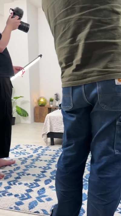 photographer in her panties for a BTS porn shoot