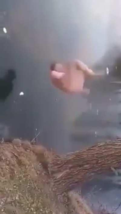 To do a backflip into water