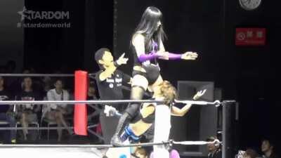 Natsu Samire grinding her crotch against some jobber's face.