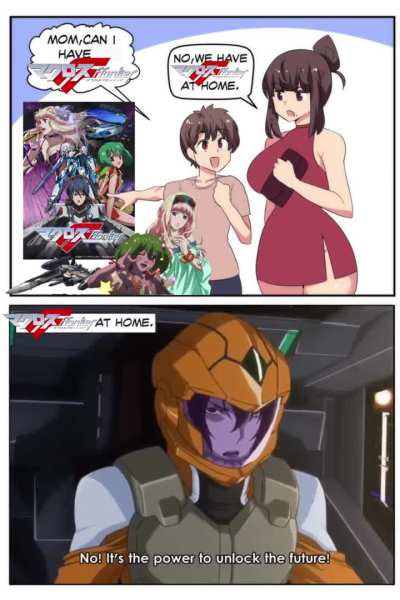 Just realized how similar the plots between Macross Frontier and Gundam 00: Awakening of the Trailblazer are, and probably Ender's Game