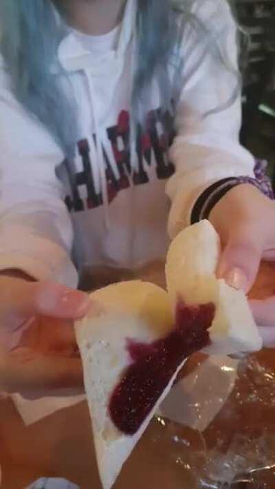 Blueberry jam sandwich from a convenience store