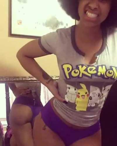 Looking cute in Pokemon shirt
