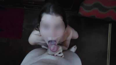 I kneel down and control his pleasure