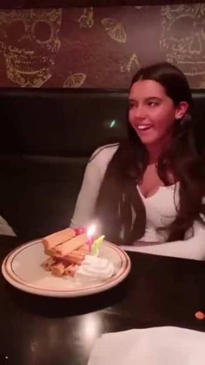 Blind lady's birthday.