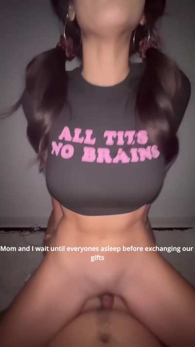 Exchanging gifts with mom