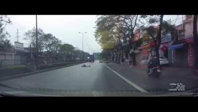 Speeding on wet road
