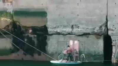 Battling the tides to make this painting