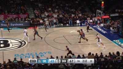 [Highlight] Mikal Bridges blocks Banchero in the post then hits the euro-step and-1 to put the Nets up 25 on his way to 34 first half points