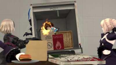 Salter steals a burger from Jalter