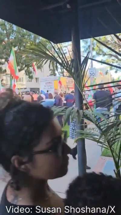 truck drives through Los Angeles protest crowd