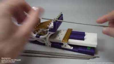 3D printed mechanism of a grand piano key. Strings are replaced with steel rods so it sounds like a xylophone.