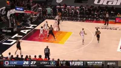 [HIGHLIGHT] Joe Ingles catches the ball at his face and utilizes no wasted motion as he cashes in on the corner three over the smaller Pat Bev.