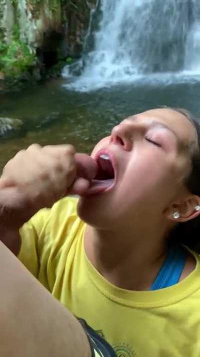 Water-falling in love with draining his cock