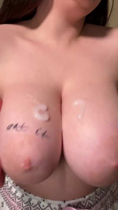 Who will lick cum out my tits ?