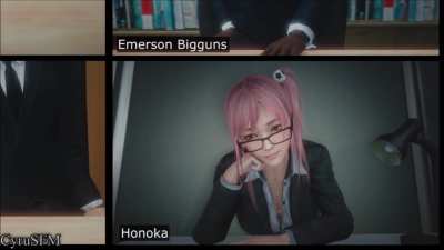 Honoka gets used while on a video meeting 