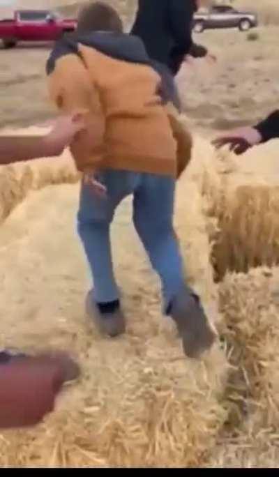 Hay maze in Idaho on fire.