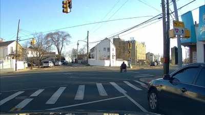 Guy in the wheelchair barely escapes being run over