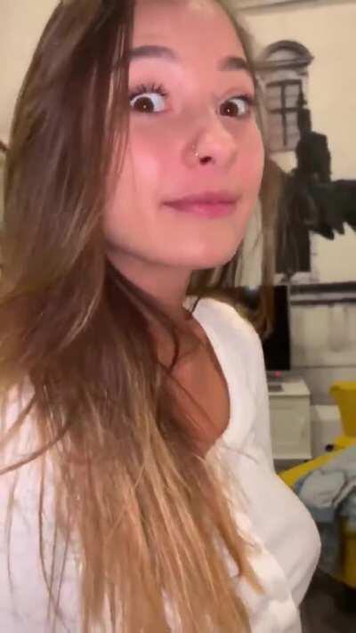 Happy Brunette & Boobs Flashing