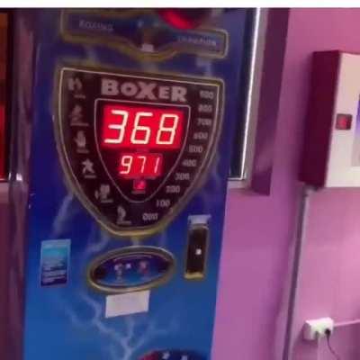 Lad showing off his strength