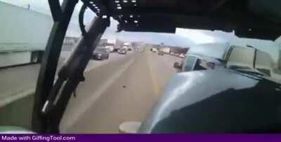 Side swiped on the highway