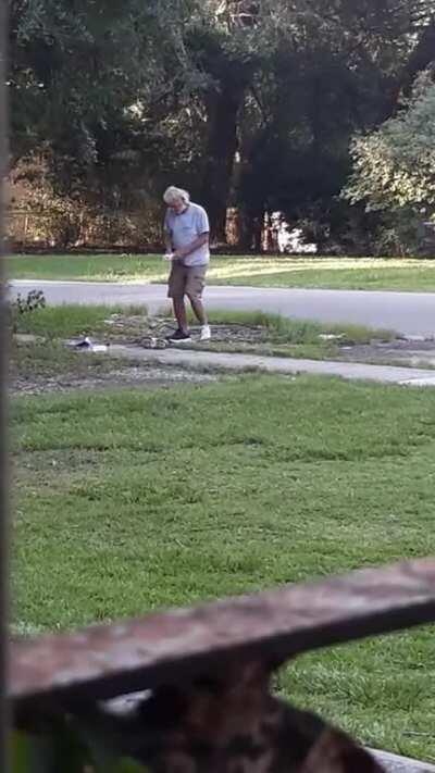 In my front yard(well sidewalk)