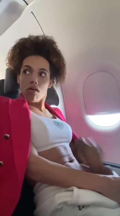Shemale Pulls Out Big Dick On Plane & Cums Hard