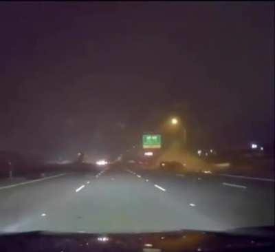 Dashcam video of Corvettes racing and crashing into car on highway
