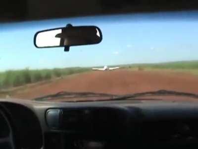 Federal police in Brazil hit aircraft's wing to stop drug smugglers from flying away