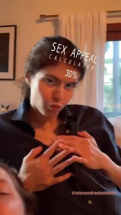 Even pushing up her big tits, Alexandra Daddario was not happy with the results of the sex appeal app