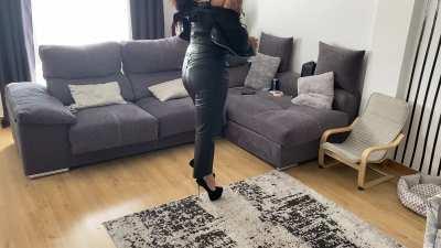 farting in super sexy leather outfit