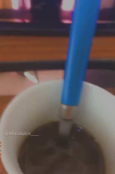 Cute shemale cumming in her coffee