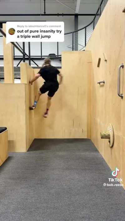 Wall jumps or a glitch in the matrix? He would have gone like forever if his shoe didn't fall off.