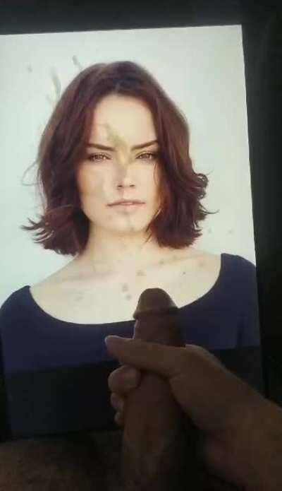 Daisy Ridley week - day 7 - cum tribute 7 - my bud jerkin his massive cock over daisy and huge facial cumshot - If u want 2 b fed celebs and porn and show off jerkin over them on a second screen - public or private sessions - add hertsgirls on k1k