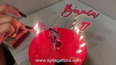 It's my sister's birthday but the one who gets the gift is our white slave bitch!