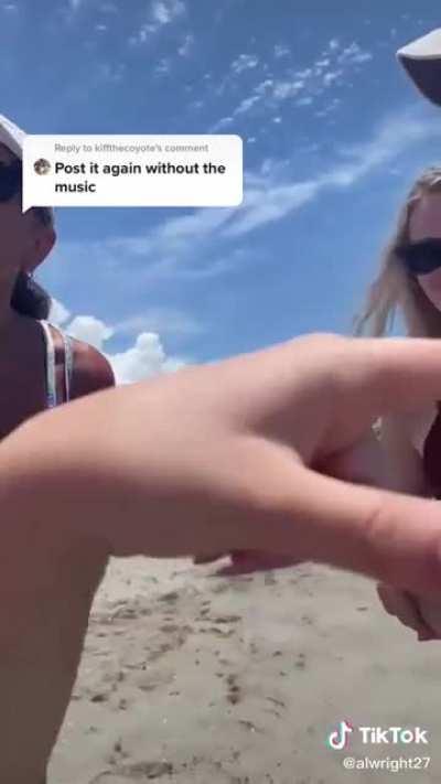 Angry Karen has a problem with some ladies’ attire at the beach and makes a big deal about it.