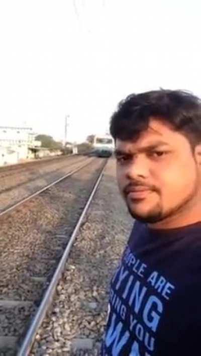 Selfie and a speeding train.