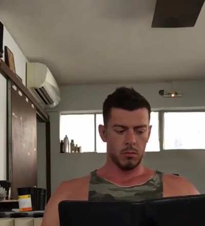 A man's laptop has a higher risk of water damage