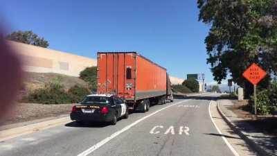 Beast Mode pushing a stranded fully loaded semi and trailer (46000lbs) up a freeway on-ramp
