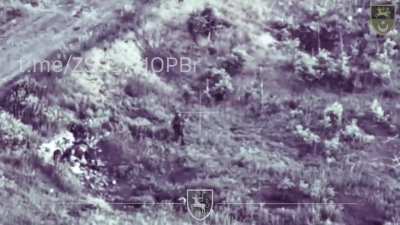 Drone Strike Causes Russian Soldier to Dissappear on Impact 