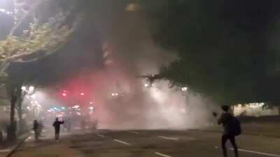 A teargas tornado in downtown Portland