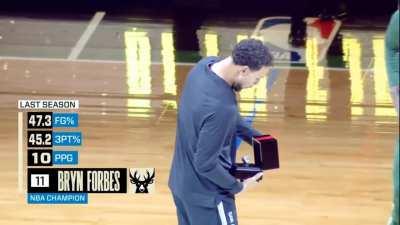 [Highlight] Bryn Forbes finally gets his championship ring, the first of many others returning to Milwaukee