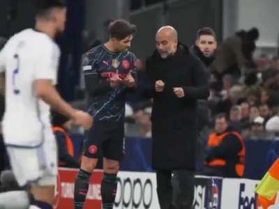 Look at John Stones offering his input to Pep here. 