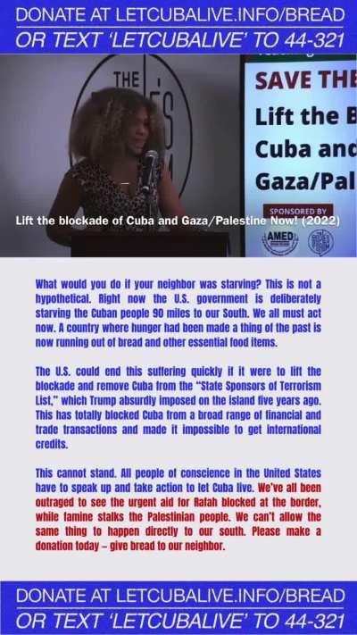 “The people of Cuba very similarly to the people of Palestine have been able to survive because they’ve resisted…the United States, and the illegal occupation of Israel to Palestine. Those two, have been also the ones standing against lifting the blockade