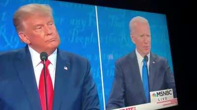 Trump's eyes when Biden says 